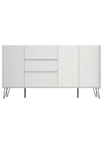 P & B , Wei&szlig; Hochglanz , Holzwerkstoff , 3 Schublade(n) Schubladen , 177x93.6x42 cm , stehend , Kleinm&ouml;bel, Kommoden, Sideboards