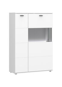 M&Ouml;BELIX M&ouml;belix , Wei&szlig; , Glas, Holzwerkstoff , 4 F&auml;cher , 90x132.4x38 cm , Kleinm&ouml;bel, Vitrinen, Vitrinenschr&auml;nke