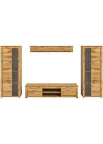 Mid.you , Eiche Wotan , Glas, Holzwerkstoff , 310x159x35 cm , FSC MIX , Wohnzimmer, Wohnw&auml;nde, Wohnw&auml;nde