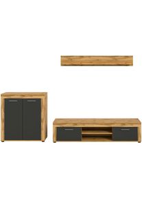 Mid.you , Anthrazit, Eiche Wotan , Holzwerkstoff , 3 F&auml;cher , 255x159x35 cm , FSC MIX , Wohnzimmer, Wohnw&auml;nde, Wohnw&auml;nde