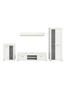 Mid.you , Wei&szlig; , Glas, Holzwerkstoff , 3 F&auml;cher , 310x169x35 cm , FSC MIX , Wohnzimmer, Wohnw&auml;nde, Wohnw&auml;nde