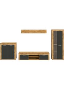 Mid.you , Anthrazit, Eiche Wotan , Glas, Holzwerkstoff , 6 F&auml;cher , 330x159x35 cm , FSC MIX , Wohnzimmer, Wohnw&auml;nde, Wohnw&auml;nde