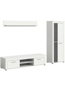 Mid.you , Wei&szlig; , Glas, Holzwerkstoff , 235x159x35 cm , Wohnzimmer, Wohnw&auml;nde, Wohnw&auml;nde