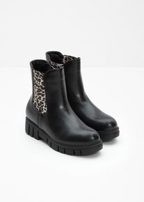 bonprix Chelsea-Boots mit Animal-Details, schwarz, Gr.37, L&auml;ssiger Chelsea Boot mit Leo Details