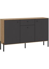 OTTO home Sideboard Sideboard, Breite 136 cm, mit geriffelten Fronten, auf Metallf&uuml;&szlig;en
