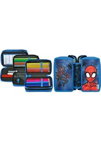 Scooli Federm&auml;ppchen &raquo;Tripledecker, Spider-Man&laquo; bef&uuml;llt, inklusive Geodreieck