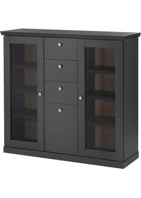 Home Affaire Highboard &raquo;Lincoln, moderner Schrank, schwarzer Stauraumschrank, 129 cm breit&laquo; edles Design, messingfarbene Knopfgriffe, vielseitig 
