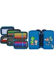 Scooli Federm&auml;ppchen &raquo;Tripledecker, Super Mario&laquo; bef&uuml;llt, inklusive Geodreieck