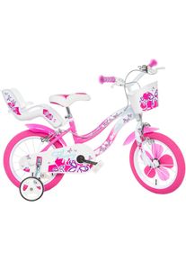 DINO BIKES Kinderfahrrad &raquo;14" Flappy Kinderfahrrad M&auml;dchen St&uuml;tzr&auml;der 3&ndash;5 Jahre St&uuml;tzr&auml;der&laquo; 1 Gang mit St&uuml;tzr&auml;dern, Korb und Puppensitz