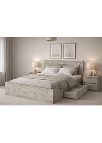 Home Affaire Bett &raquo;PRESSAC mit Schubladen und Beleuchtung, in 2 Breiten - 160 und 180 cm&laquo; Bettgestell mit Schubladen, ohne Lattenrost und Matratze