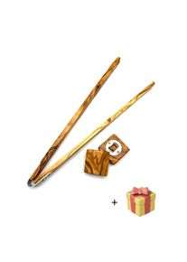 Olivenholz-erleben Grillzange &raquo;Grillzange L&auml;nge 42 cm plus Flaschen&ouml;ffner PARTY aus Olivenholz&laquo; Grillzange aus hitzebest&auml;ndigem Olivenholz und eckiger