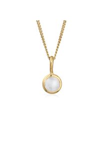 Elli Premium Kette mit Anh&auml;nger &raquo;Halskette Solit&auml;r Mondstein Gemstone Natur 375er Gelbgold&laquo;