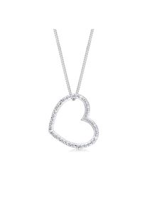 Elli Lange Kette &raquo;Halskette Herz Zirkonia Wei&szlig; 925 Sterling Silber&laquo;