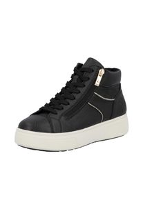 Plateausneaker Rieker, Damen, Gr. 37, schwarz, Lederimitat, unifarben, Schuhe Plateausneaker, Stiefelette, Boots, High Top Sneaker mit seitlichem Rei&szlig;verschluss