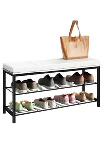Schuhregal Vcm "Metall Holz Sitzbank Schuhregal Schuhbank Taliro", wei&szlig;, B:90cm T:30cm, Regale, Schuhregal