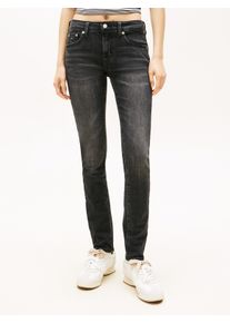 Skinny-fit-Jeans Tommy Jeans "SOPHIE LW SKN", Damen, Gr. 28, L&auml;nge 28, denim schwarz1, Denim/Jeans, Obermaterial: 99% Baumwolle, 1% Elasthan, unifarben, skinny fit kn&ouml;chellang, Jeans Skinny-fit-Jeans, mit Logo-Badge, in Kn&ouml;chell&auml;nge