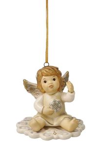 Dekofigur Goebel "Engel Auf dem Weg zur Erde", champagner, B:6cm H:6cm T:6cm, Steingut, Dekofiguren, Dekofigur, 6 x 6 x 6 cm