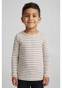 Langarmshirt name it "NMNBANI LS XSL TOP NOOS", M&auml;dchen, Gr. 98, lila (elderberry), Jersey, Obermaterial: 57% Baumwolle, 38% Modal, 5% Elasthan, geringelt, gestreift, slim fit h&uuml;ftbedeckend, Rundhals, abgesteppte Kante, Shirts Langarmshirt, Ringel-Look in toller Rippen-Qualit&auml;t