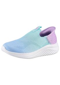 Slip-On Sneaker Skechers "ULTRA FLEX 3.0", M&auml;dchen, Gr. 38, bunt (hellblau, lavendel), Textil, kontrastfarbene Details, Schuhe Slip-On Sneaker, Sneaker mit Slip-In Funktion, Gr&ouml;&szlig;enschablone zum Download