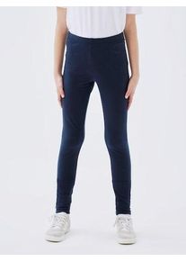 Sweatleggings name it "NKFDAVINA SOLID SWE LEGGING", M&auml;dchen, Gr. 146, N-Gr, blau (schwarz sapphir), Sweatware, Obermaterial: 95% Baumwolle, 5% Elasthan, unifarben, eng lang, Hosen Sweatleggings