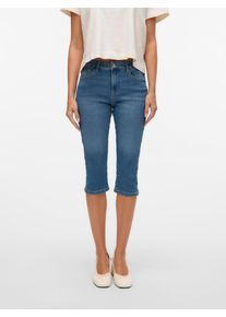 V&eacute;ro Moda Caprijeans VERO MODA "VMELLY MR KNICKERS DNM MIX NOOS", Damen, Gr. XL (42), N-Gr, blau (medium blau denim), Denim/Jeans, Obermaterial: 75% Baumwolle, 18% Polyester, 6% Viskose, 1% Elasthan, unifarben, slim fit kn&ouml;chellang, Jeans Caprijeans