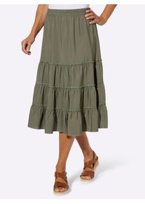 Stufenrock Classic Basics, Damen, Gr. 42, khaki, 100% Polyester, unifarben, wadenlang, R&ouml;cke Stufenrock