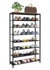 Schuhregal Vcm "Metall Holz Schuhregal Schuhablage 7 F&auml;cher Taliro", braun (honig, eiche), B:90cm T:30cm, Regale, Schuhregal