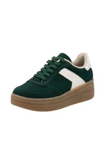 Plateausneaker Rieker, Damen, Gr. 42, Textil, wei&szlig; (dunkelgr&uuml;n, sanftes wei&szlig;), Lederimitat, Nubuklederimitat, Schuhe Plateausneaker, Retro-Sneaker, Basket-Sneaker, Schn&uuml;rer mit softem Schaftrand