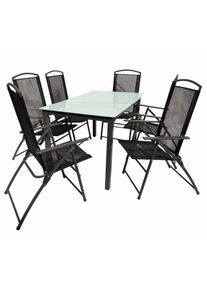 Garten-Essgruppe Vcm "7-tlg Sitzgruppe Gartenm&ouml;bel Tisch St&uuml;hle Set 140M", schwarz, B:140cm T:80cm, Obermaterial: 100% Metall MT., Sitzm&ouml;bel-Sets, Garten-Essgruppe
