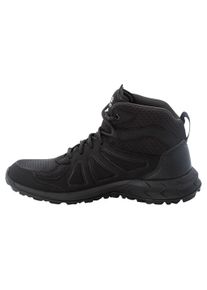 Wanderschuh Jack Wolfskin "WOODLAND 2 TEXAPORE MID W", Damen, Gr. 40, schwarz (schwarz, grau), Synthetik, Textil, Schuhe Wanderschuh, wasserdicht, Trekkingschuh