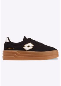 Plateausneaker Lotto, Damen, Gr. 39, Textil, schwarz-wei&szlig; (schwarz, wei&szlig;), Synthetik, Schuhe Plateausneaker, mit gepolsterter Schaftkante