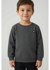 Sweatshirt name it "NMMVIMO LS SWEAT BRU NOOS", Jungen, Gr. 110, grau (dunkelgrau melange), angeraute Sweatware, Obermaterial: 60% Baumwolle, 40% Polyester, bestickt, meliert, unifarben, regular fit h&uuml;ftlang, Rundhals, Rippb&uuml;ndchen, Sweatshirts Sweatshirt