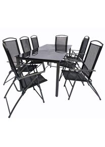 Garten-Essgruppe Vcm "9-tlg Sitzgruppe Gartenm&ouml;bel Tisch St&uuml;hle Set 189S", schwarz (anthrazit), B:189cm T:90cm, Obermaterial: 100% Metall MT., Sitzm&ouml;bel-Sets, Garten-Essgruppe