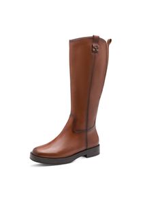 Stiefel Tamaris, Damen, Gr. 40, Normalschaft, cognac, Glattleder, unifarben, used, Schuhe Stiefel, Blockabsatz, Businessstiefel im klassischen Reiterlook