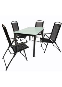 Garten-Essgruppe Vcm "5-tlg Sitzgruppe Gartenm&ouml;bel Tisch St&uuml;hle Set 140M", schwarz, B:140cm T:80cm, Obermaterial: 100% Metall MT., Sitzm&ouml;bel-Sets, Garten-Essgruppe