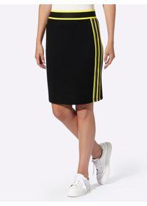 Jerseyrock Heine, Damen, Gr. 50, schwarz, 70% Viskose, 25% Polyamid, 5% Elasthan, gemustert, gestreift, unifarben, kurz, R&ouml;cke Jerseyrock