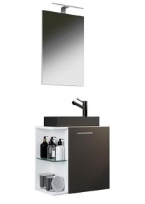 Waschtisch Vcm "3-tlg Waschtisch Hausa Spiegel Toilette Schwarz", schwarz (wei&szlig;, anthrazit), B:52cm T:34cm, Schr&auml;nke, Waschtisch
