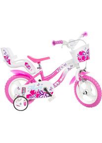 Kinderfahrrad DINO BIKES "12" Flappy Kinderfahrrad M&auml;dchen stabiler Stahl-Rahmen St&uuml;tzr&auml;der", pink, Fahrr&auml;der, Kinder, 22cm, 12 Zoll (30,48cm), Kinderfahrrad, mit St&uuml;tzr&auml;dern, Korb und Puppensitz