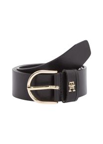 Lederg&uuml;rtel Tommy Hilfiger "ESSENTIAL EFFORTLESS 3.5 cm breit", Damen, Gr. 75, schwarz, Rindsleder, unifarben, G&uuml;rtel Lederg&uuml;rtel, Ovale Einfachdornschlie&szlig;e, Logoemblem