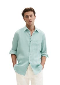 Marc O'Polo Leinenhemd MARC O'POLO, Herren, Gr. L, N-Gr, midnight moss, Web, Obermaterial: 100% Leinen, Manschette, Hemden Leinenhemd, im klassisch cleanen Look