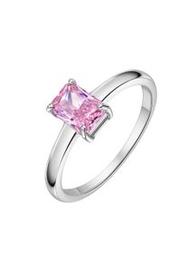 Fingerring Firetti "Schmuck Geschenk Silber 925 Damenring Ring Quadrat" Gr. 60, silberfarben, pink, Fingerringe, Damen, 60, Silber 925 (Sterlingsilber), 2mm, Fingerring, mit Zirkonia (synth.)