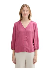 Klassische Bluse Tom Tailor, Damen, Gr. 40, pink (pink velvet melange), Web, Obermaterial: 100% Viskose, meliert, regular fit taillenbedeckt, V-Ausschnitt, elastischer Bund, Blusen Klassische Bluse, in Melange-Optik