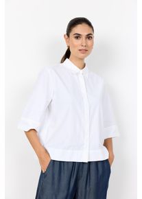 Hemdbluse soyaconcept "SC-NETTI 118", Damen, Gr. XL, wei&szlig;, Web, Obermaterial: 53% Polyester, 47% Baumwolle, unifarben, bequem h&uuml;ftlang, Rundhals, weit 1-Knopf-Manschette mit Schlitz, Blusen Hemdbluse, mit 3/4 Arm