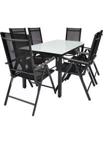 Garten-Essgruppe Vcm "7 tlg. Gartenset Sitzgruppe Tisch St&uuml;hle 140 MA", schwarz (anthrazit), B:140cm T:80cm, Obermaterial: 100% Metall MT., Sitzm&ouml;bel-Sets, Garten-Essgruppe