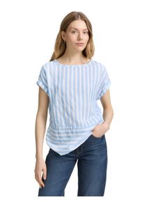 Shirtbluse Tom Tailor, Damen, Gr. 40, blau (sanftes wei&szlig; blau vertical stripe), Obermaterial: 100% Viskose, gestreift, loose fit Po-bedeckend, Rundhals, Blusen Shirtbluse, mit Streifen Muster