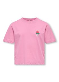 T-Shirt KIDS Only "KOGREX S/S PRINTED TOP JRS", M&auml;dchen, Gr. 110/116, cashmere rose print:watermelon, Jersey, Obermaterial: 100% Baumwolle, unifarben, regular fit taillenlang, Rundhals, Shirts T-Shirt, mit s&uuml;&szlig;em Brustmotiv