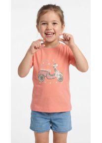 T-Shirt Blue Seven, M&auml;dchen, Gr. 134, lachs, Single Jersey, Obermaterial: 100% Baumwolle, bedruckt, unifarben, Basic normal, Rundhals, Shirts T-Shirt