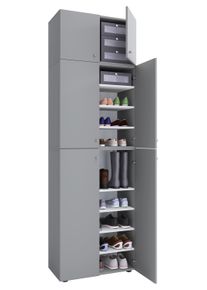 Schuhschrank Vcm "XXL Schuhschrank Kleiderschrank Schrank Lona 9f A", grau, B:70cm T:39cm, Obermaterial: 100% Holz Wood., Schr&auml;nke, Schuhschrank
