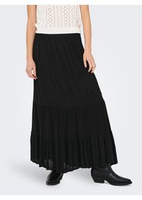 Maxirock Only "ONLCHIARA BRODERIE LONG SKIRT PTM", Damen, Gr. XS (34), schwarz, Obermaterial: 100% Viskose, unifarben, regular fit bodenlang, R&ouml;cke Maxirock
