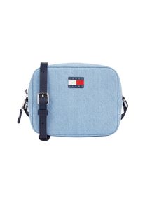 Kameratasche Tommy Jeans "TJW ESS MUST CAMERA BAG DENIM", Damen, Gr. B/H/T: 18cm x 14cm x 7cm, blau (jeansfarben), Lederimitat, Textil, Taschen Kameratasche, Damen Umh&auml;ngetasche, Schultertasche, Mini Bag mit Logoflagge